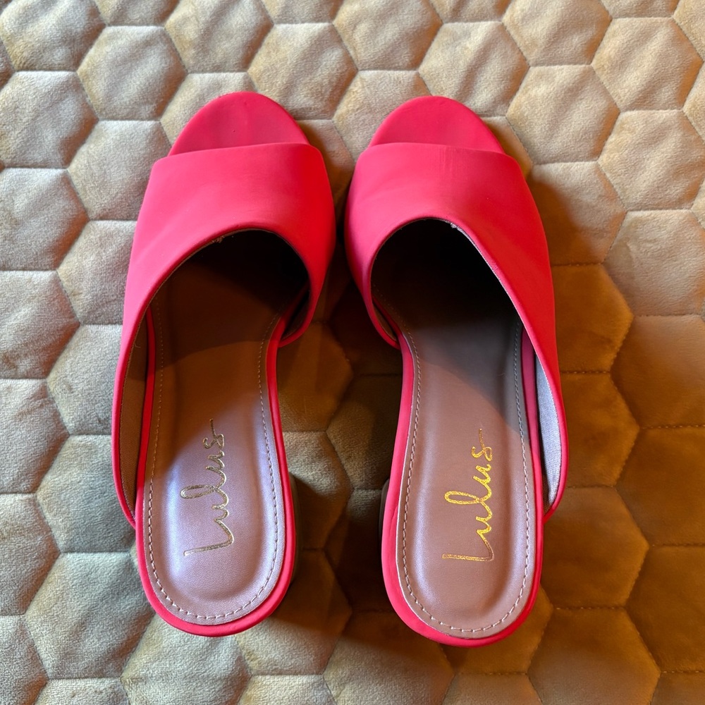 Lulu's Vibrant Orange Heeled Mules - Picture 4 of 9
